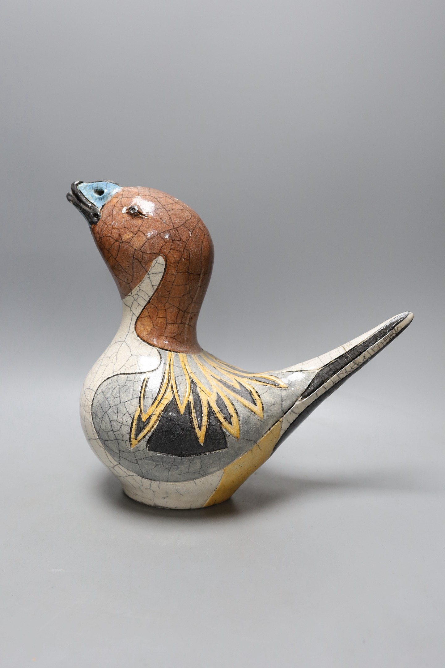 Jennie Hale, a studio pottery duck, 29cm